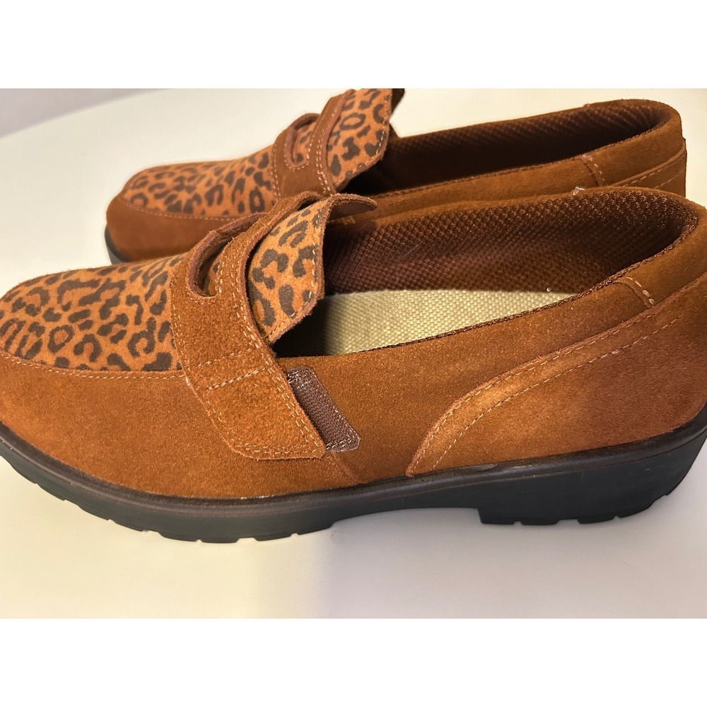 Orthofeet Womens 11 X-Wide Leopard Print Leather Penny Loafers Brown Used - Picture 9 of 15